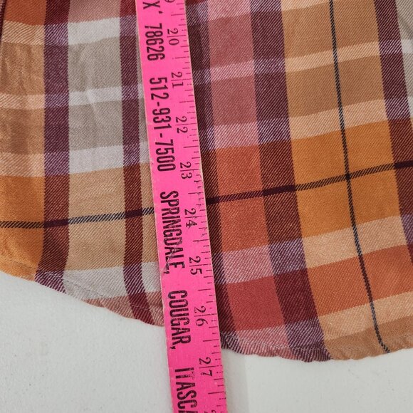 Shyanne Womens Plaid Button-Down Shirt Orange Red Large - Picture 7 of 14